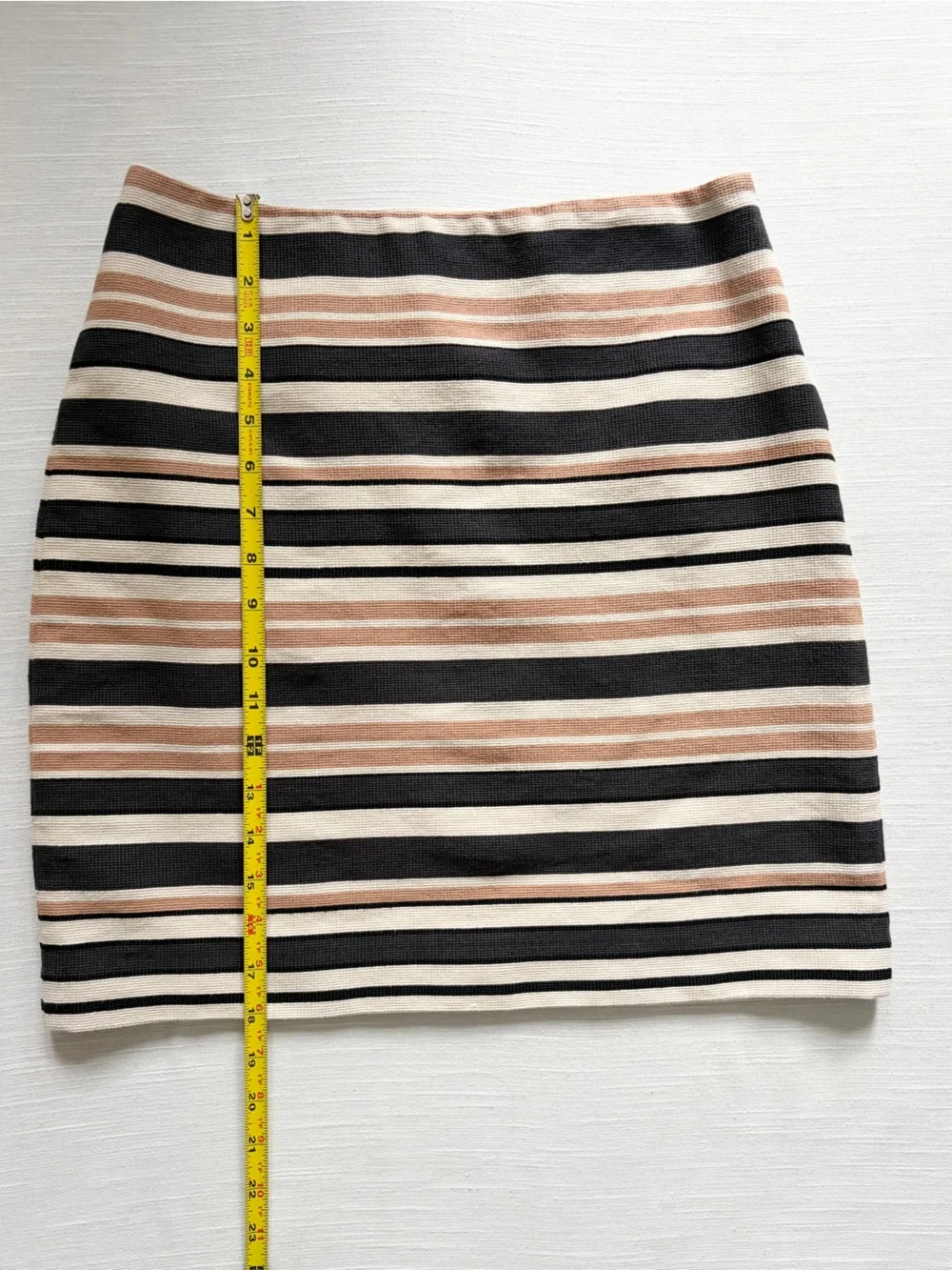 LOFT Striped Pencil Skirt in Dark Gray, Cream & Tan
